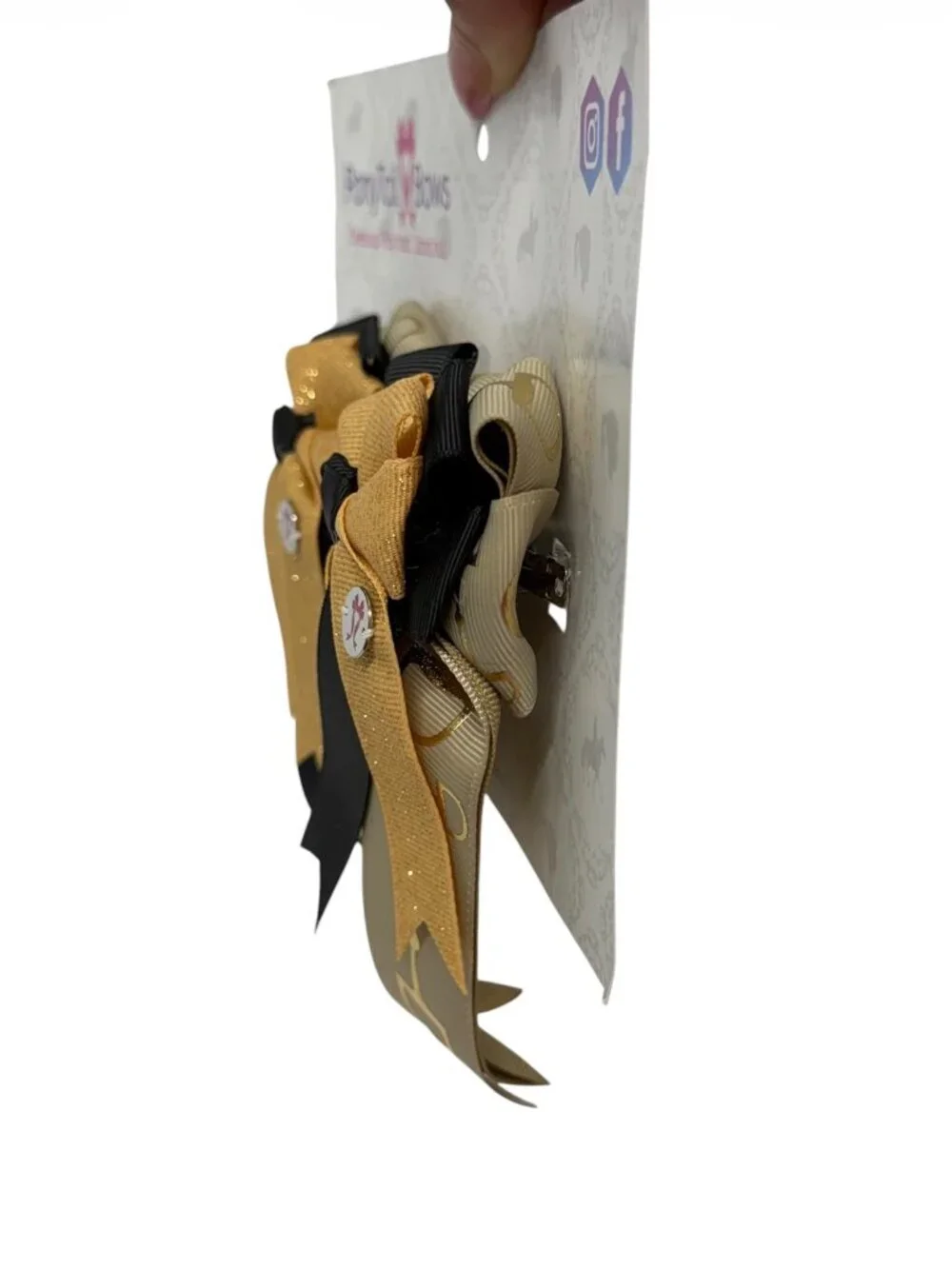 PonyTail Bows - Equestrian Show Bows | Gold & Black